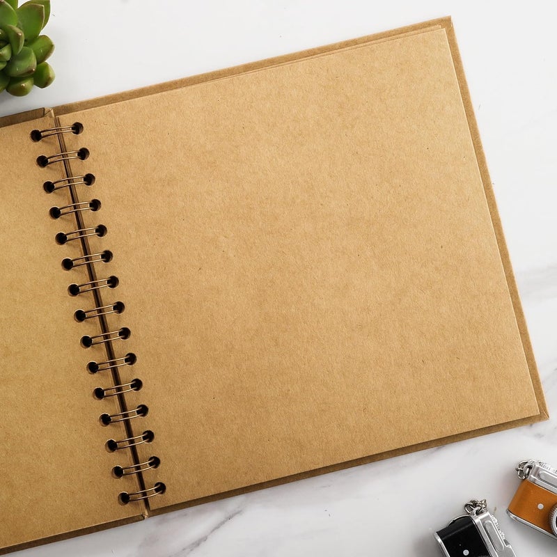 MEMOTOR Scrapbook 7 x 7 Inch DIY Photo Album, Memory Book for Parents and Kids, Hardcover Kraft Paper Brown 20 Sheets/ 40 Pages - Image 4